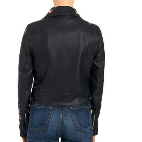 WD-NY Faux Leather Embroidered Moto Jacket - NWT •Lrg. - Picture 2 of 16